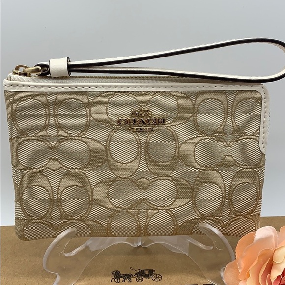 COACH Double Corner Zip Wristlet In Signature Canv - Picture 2 of 8